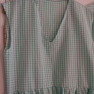 Women's Aqua Gingham Cap  Sleeve Dress Size XL